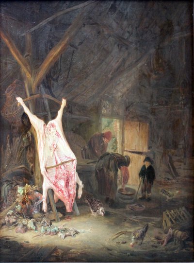 Slaughtered Pig in a Barn by Adriaen Jansz. van Ostade